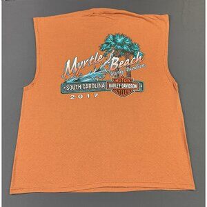 Rare Vintage Y2K Harley Davidson Myrtle Beach South Carolina Tree Art Orange Tee